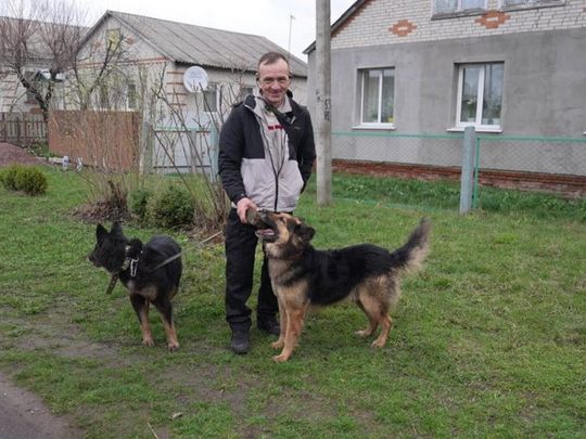 «Я йшов повз спалені машини і думав про те, що треба вижити»: житель Сумщини здолав важкий шлях, щоби вивезти зі зруйнованого села своїх собак